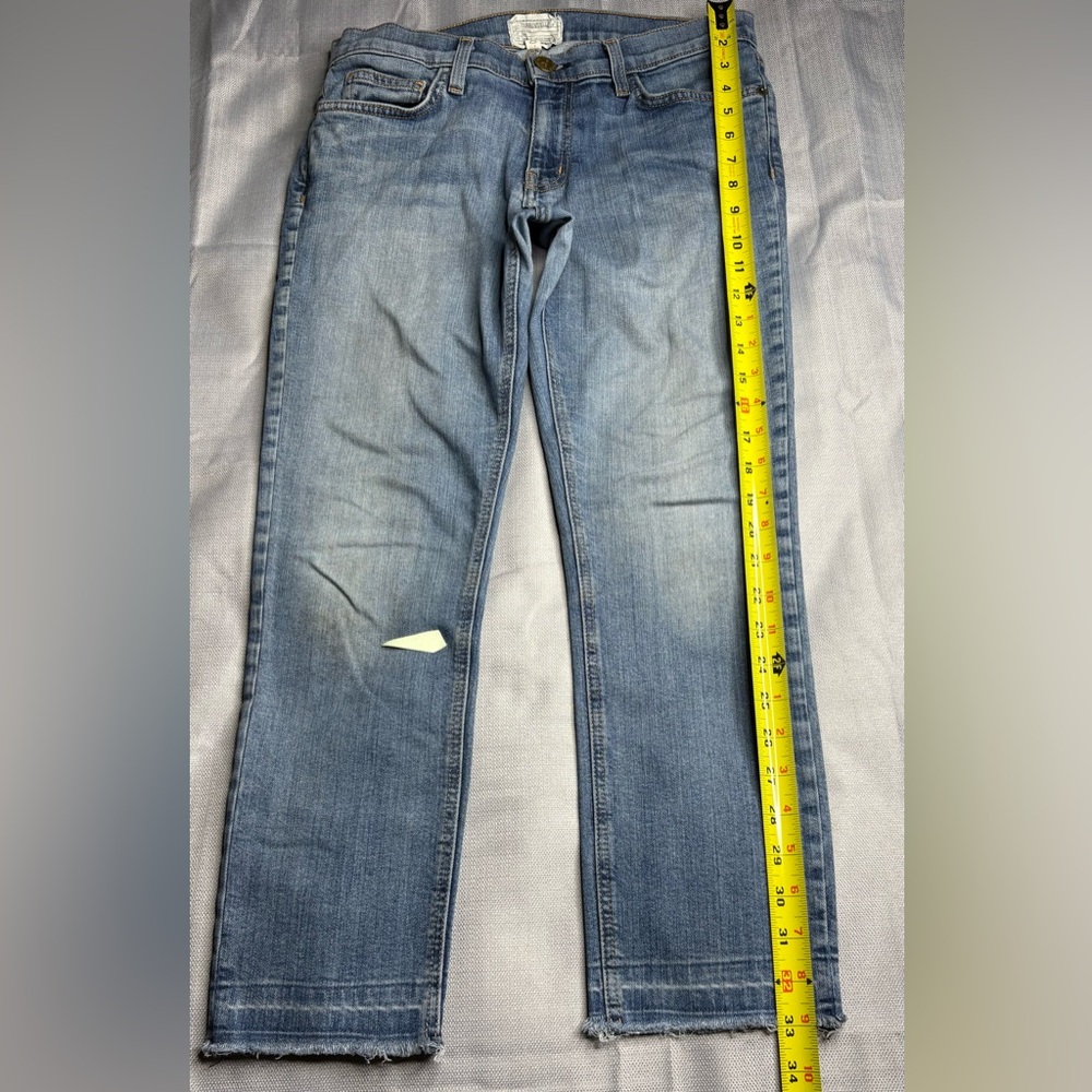 Current/Elliott Women's Faded Light Blue Slim Straight Jeans